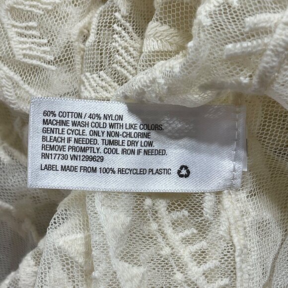 Xhilaration Sheer Lace Top Scoop Neck Long Sleeve XS Extra Small Cream - Picture 5 of 5